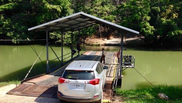 Crossing the Mopan River in San Ignacio via the hand-cranked ferry