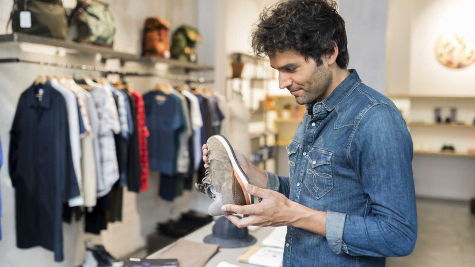 Man bought shoes in a fashionable shops