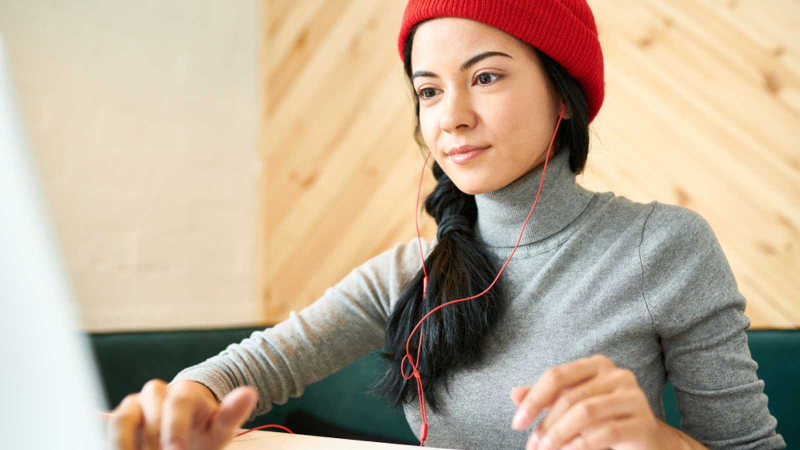 Teen working in computer