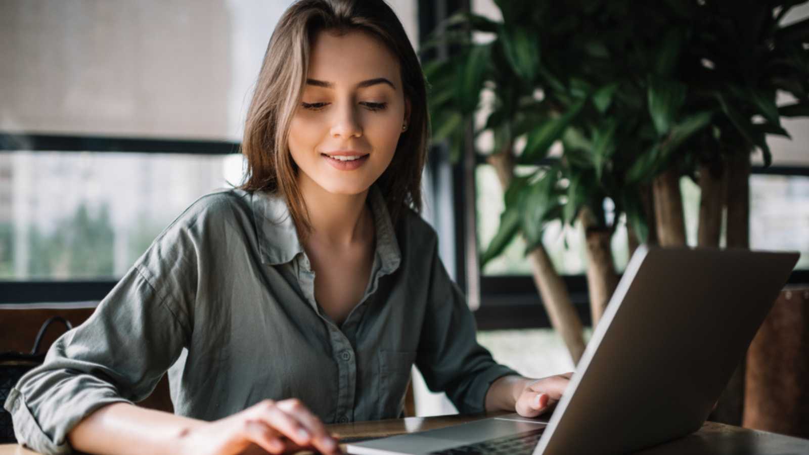 Woman researching