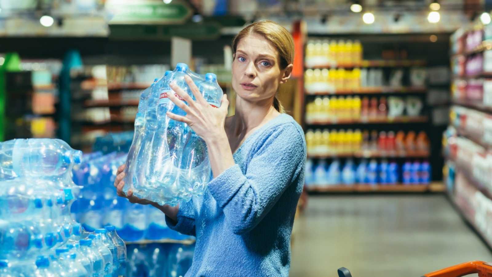 Woman with bottled water