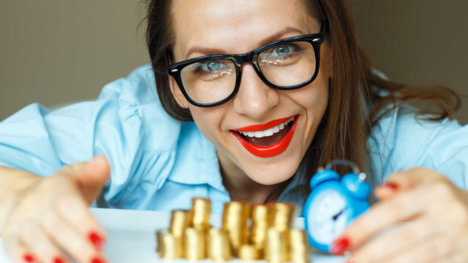 Woman with gold coins