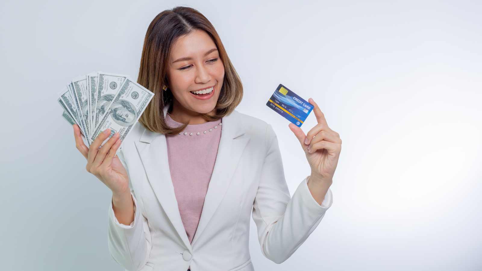 Woman with credit card.