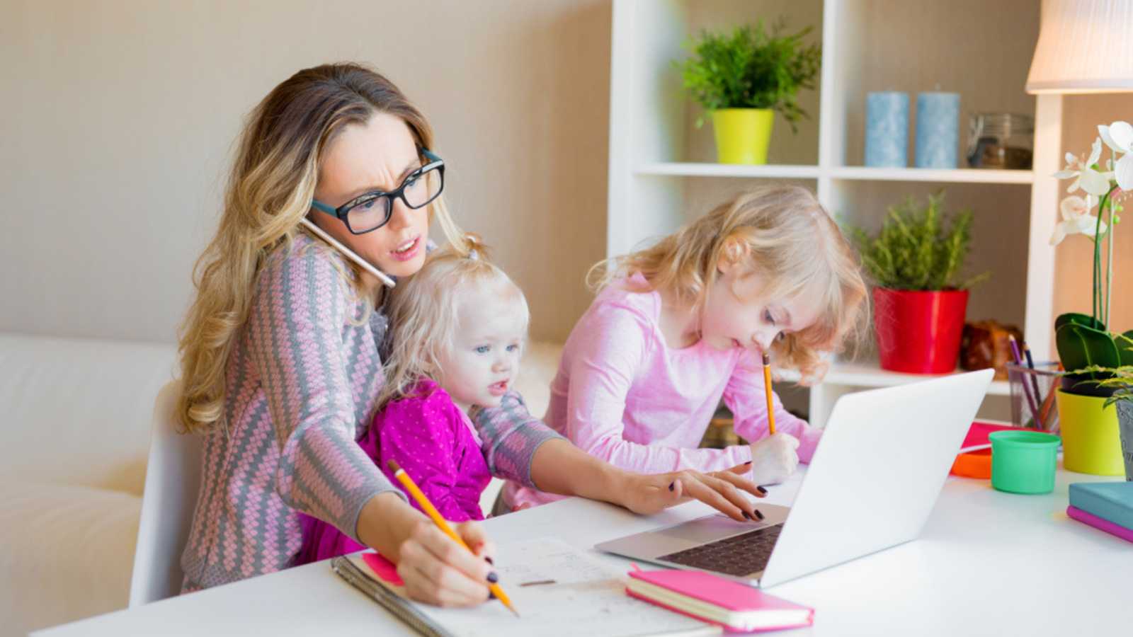 Woman working with kids.