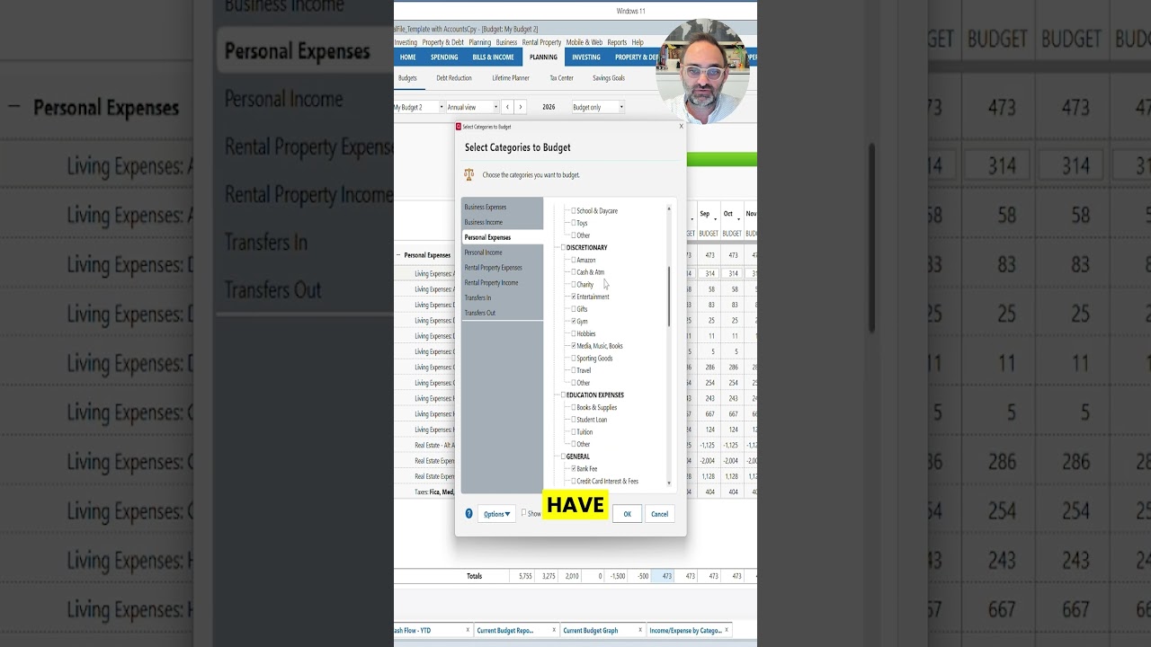 YOUTUBE VIDEO: Choose the Right Quicken Budget Categories