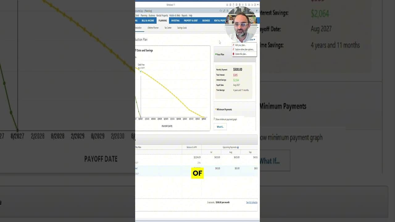 YOUTUBE VIDEO: Test Your Debt Payoff Plan in Quicken