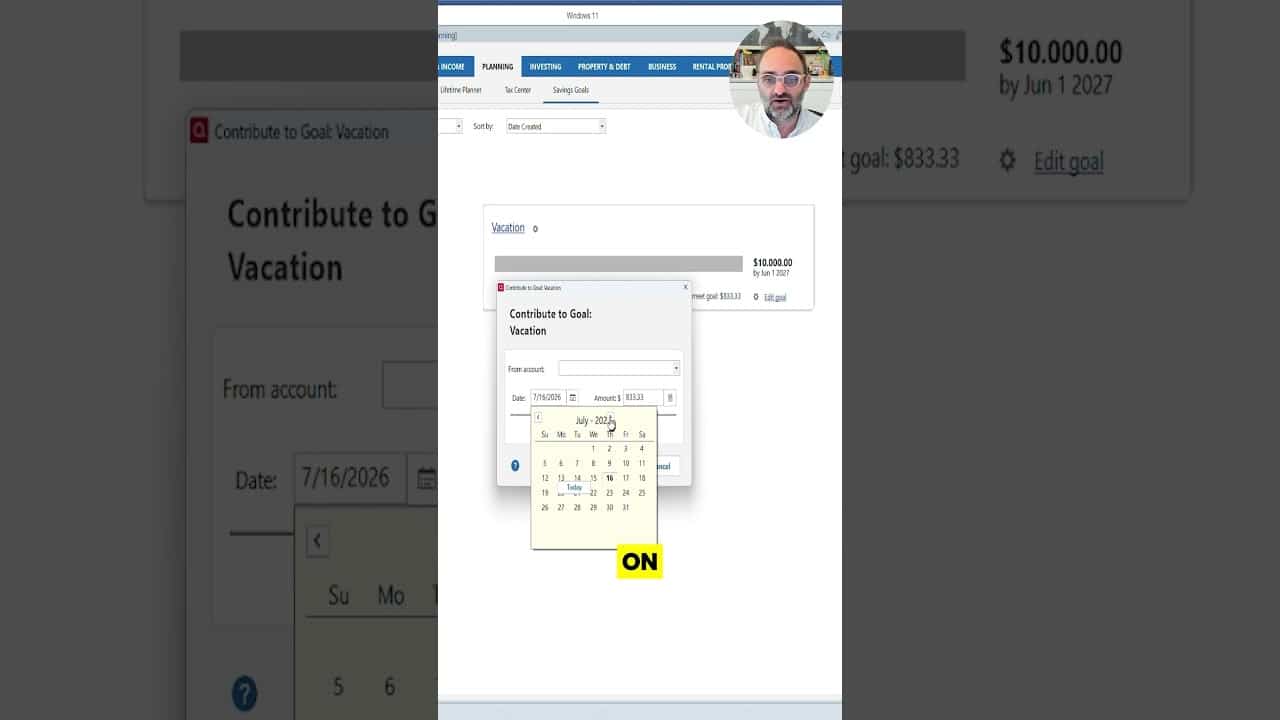 YOUTUBE VIDEO: 👍27 Aug Shorts 3 Quicken Windows Savings Goal Feature