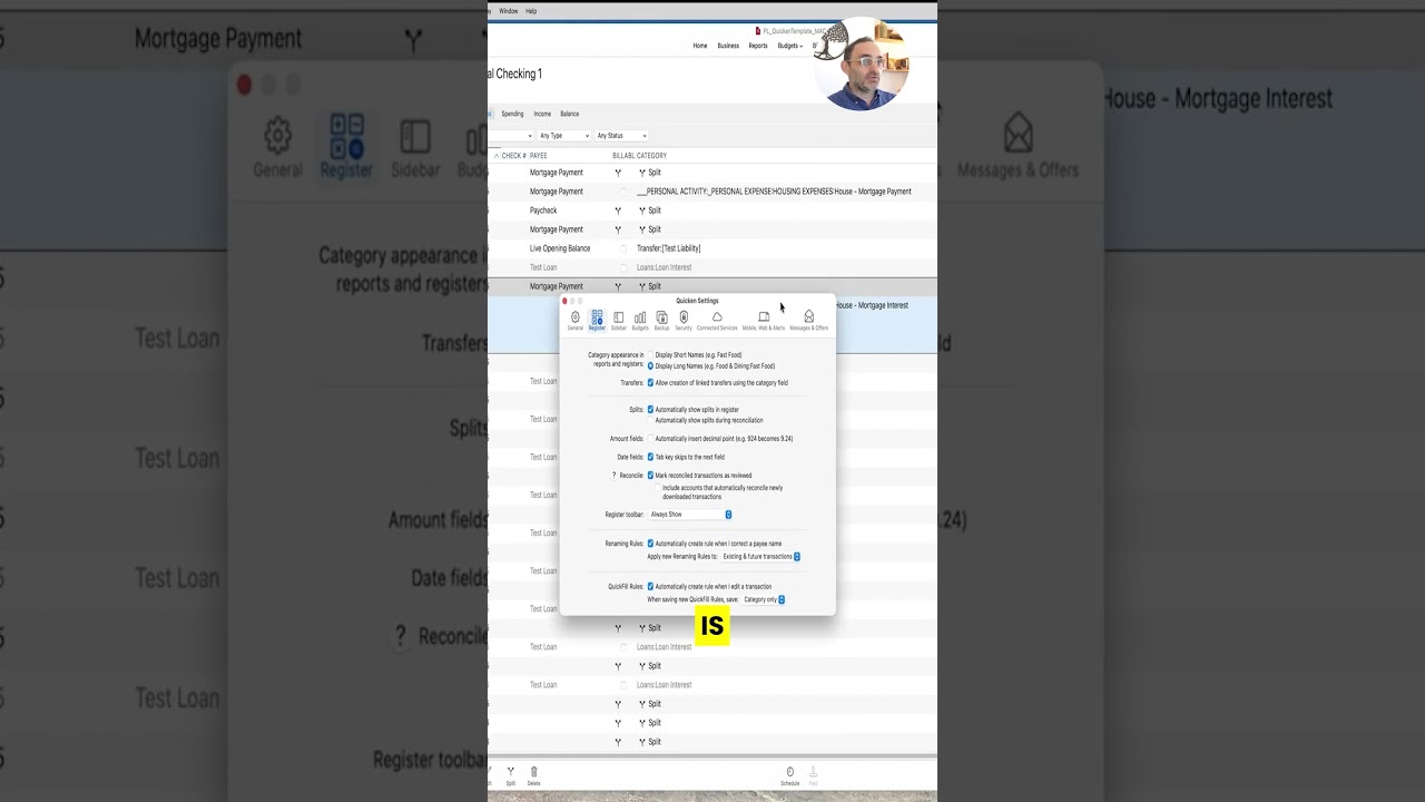 YOUTUBE VIDEO: Two Quicken Settings That Make Life Easier